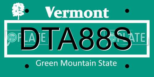 DTA88S Vermont License Plate