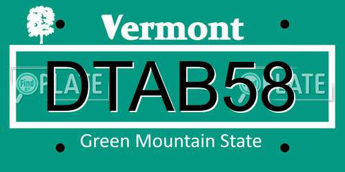 DTAB58 Vermont License Plate