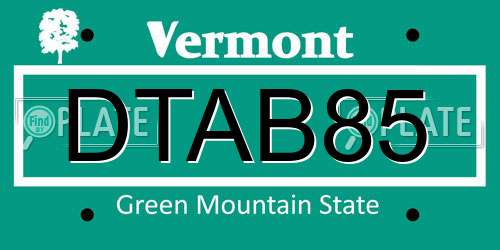 DTAB85 Vermont License Plate