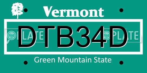 DTB34D Vermont License Plate