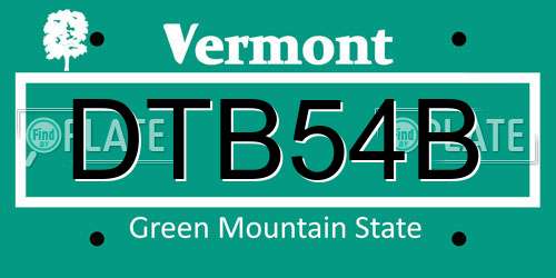 DTB54B Vermont License Plate
