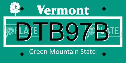 DTB97B Vermont License Plate