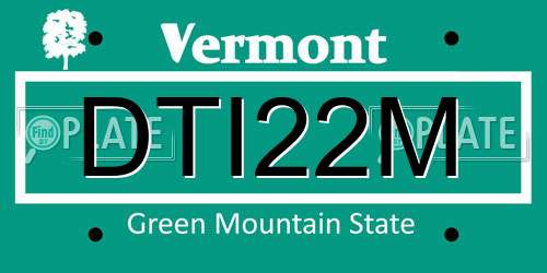DTI22M Vermont License Plate