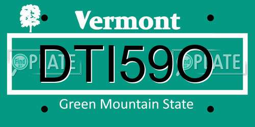 DTI59O Vermont License Plate