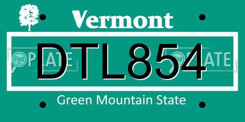 DTL854 Vermont License Plate