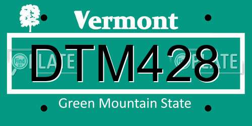 DTM428 Vermont License Plate