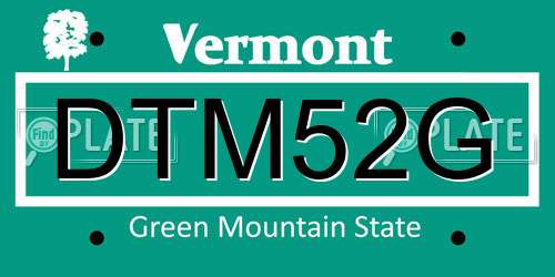 DTM52G Vermont License Plate