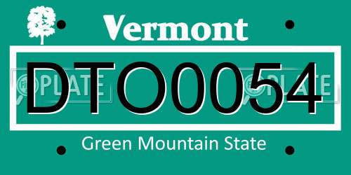 DTO0054 Vermont License Plate