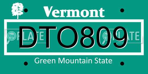 DTO809 Vermont License Plate