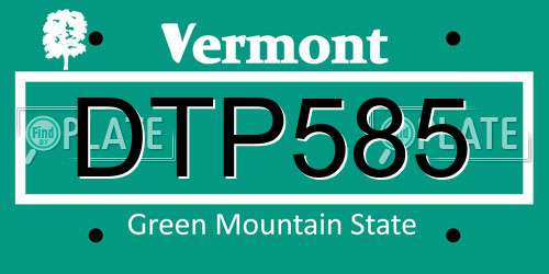 DTP585 Vermont License Plate