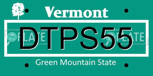DTPS55 Vermont License Plate