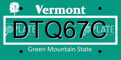 DTQ67C Vermont License Plate