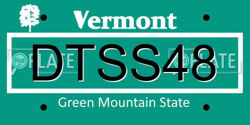 DTSS48 Vermont License Plate