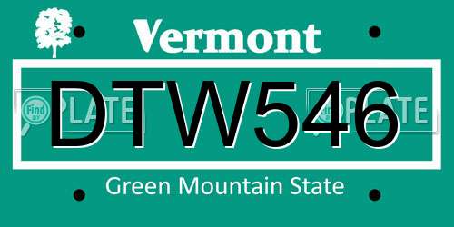 DTW546 Vermont License Plate