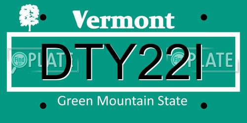 DTY22I Vermont License Plate