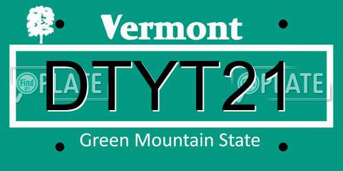 DTYT21 Vermont License Plate