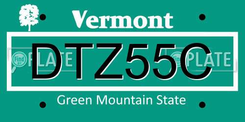 DTZ55C Vermont License Plate