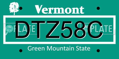 DTZ58C Vermont License Plate