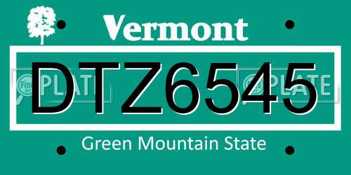 DTZ6545 Vermont License Plate