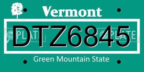 DTZ6845 Vermont License Plate