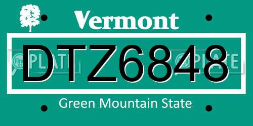 DTZ6848 Vermont License Plate