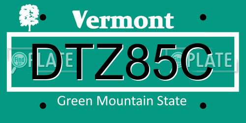 DTZ85C Vermont License Plate