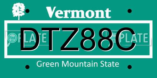 DTZ88C Vermont License Plate
