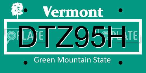 DTZ95H Vermont License Plate