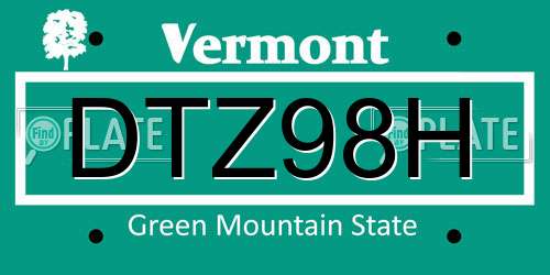 DTZ98H Vermont License Plate