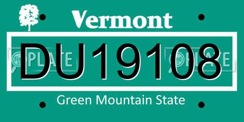 DU19108 Vermont License Plate