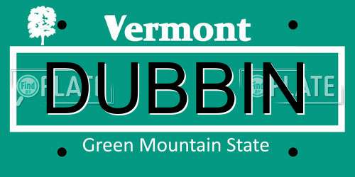 DUBBIN Vermont License Plate