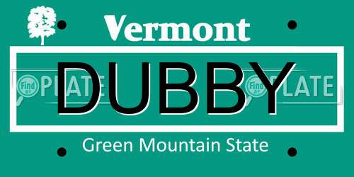 DUBBY Vermont License Plate