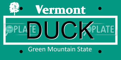 DUCK Vermont License Plate