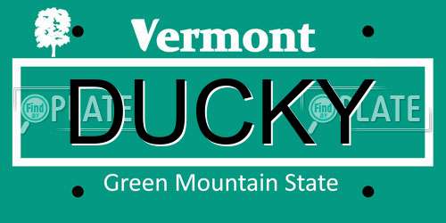 DUCKY Vermont License Plate