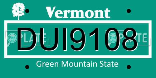 DUI9108 Vermont License Plate
