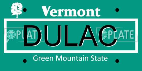 DULAC Vermont License Plate