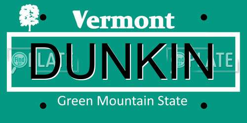 DUNKIN Vermont License Plate