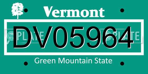DV05964 Vermont License Plate