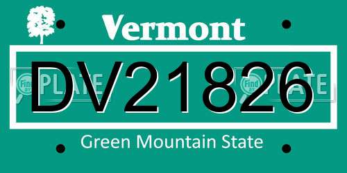 DV21826 Vermont License Plate