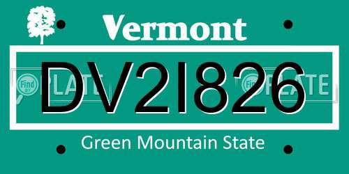 DV2I826 Vermont License Plate