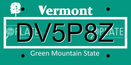 DV5P8Z Vermont License Plate