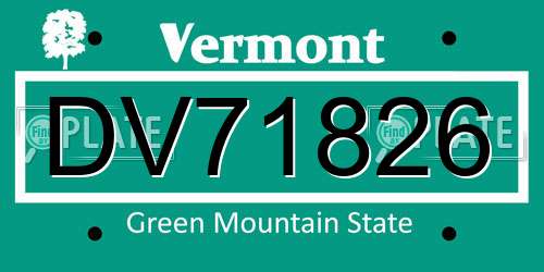 DV71826 Vermont License Plate