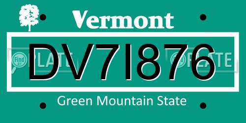 DV7I876 Vermont License Plate