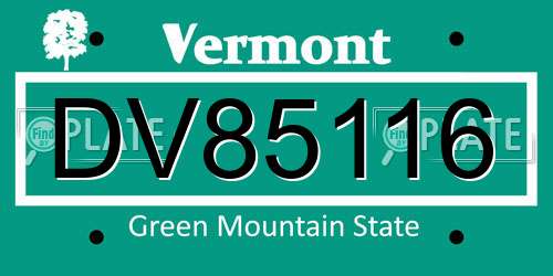DV85116 Vermont License Plate