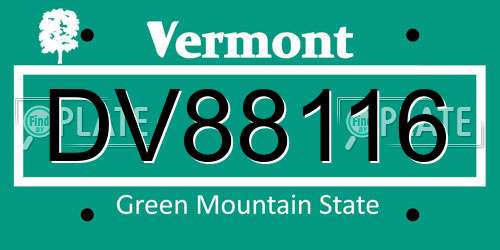 DV88116 Vermont License Plate