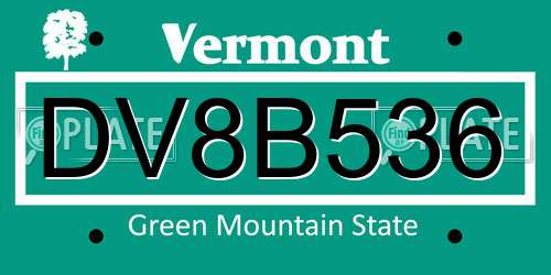 DV8B536 Vermont License Plate