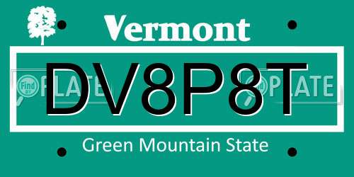 DV8P8T Vermont License Plate