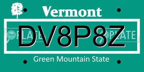 DV8P8Z Vermont License Plate