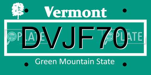 DVJF70 Vermont License Plate