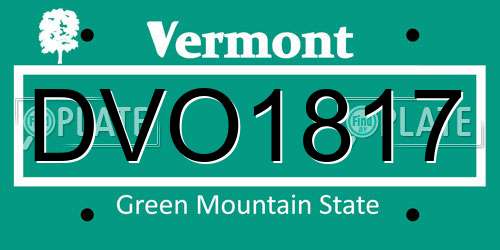 DVO1817 Vermont License Plate